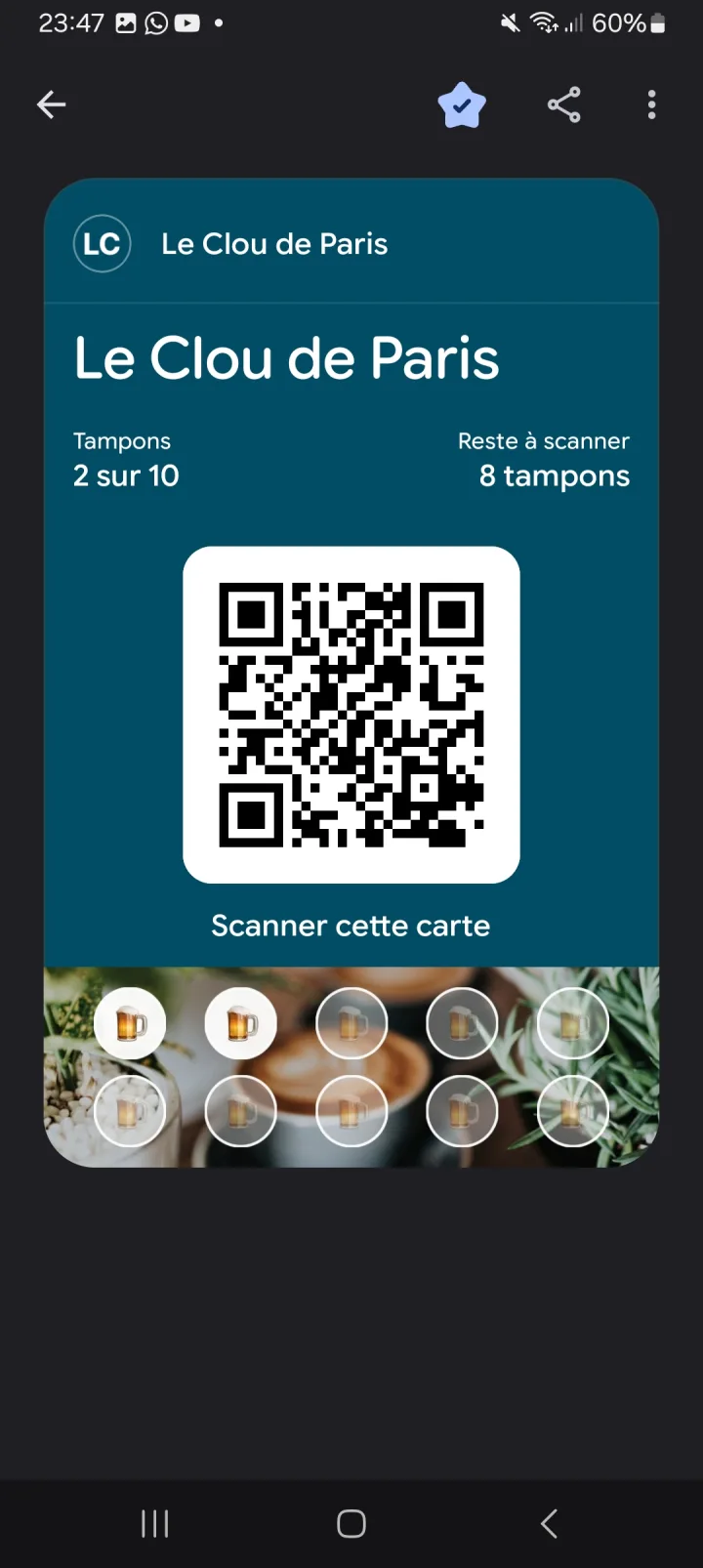 Carte de fidélité Pépite Pass dans Google Wallet sur Android